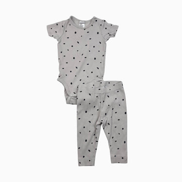 Cache-couche avec legging greige à pois côtelé 4-6M