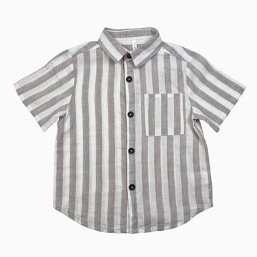 Chemise à rayures taupe en lin et coton 4-5Y