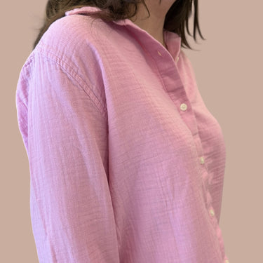 Blouse rose en mousseline de coton bio pour femmes XS