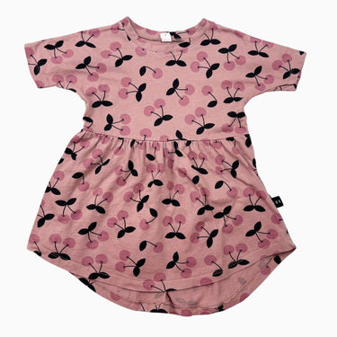Robe vieux-rose en coton cerises 18-24M