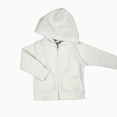 Veste à capuchon blanche en coton piqué 12M