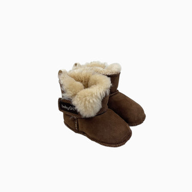 Bottes à semelles souples marrons doublées en mouton à velcro 12.5CM