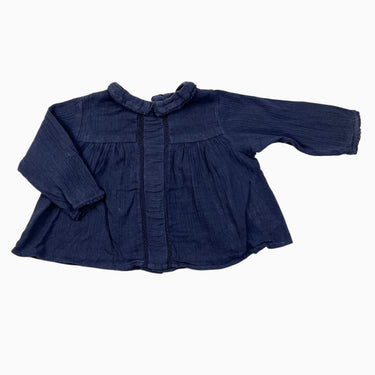 Blouse bleu en crèpe de coton 6M