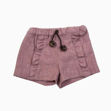 Short avec volant rose en laine et poly 3-4Y