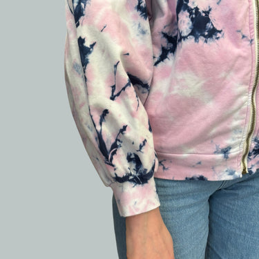 Veste tie-dye rose et marine à capuchon en coton pour femmes S
