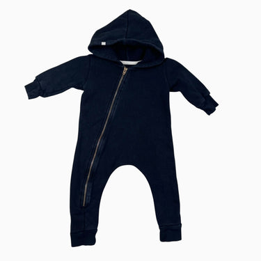 Combi à capuchon noire en coton bio 0-3M