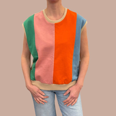 Pull style débardeur colorblock en coton pour femmes M/L