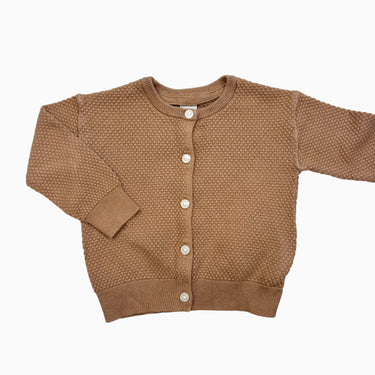 Cardigan latté en coton texturé alvéolé 9-12M