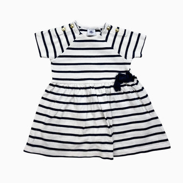 Robe blanche à rayures marines 12M