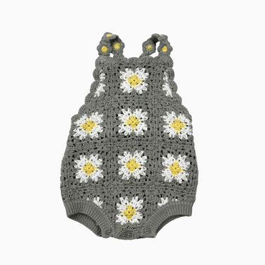 Barboteuse eucalyptus fleuri en tricot 3-6M