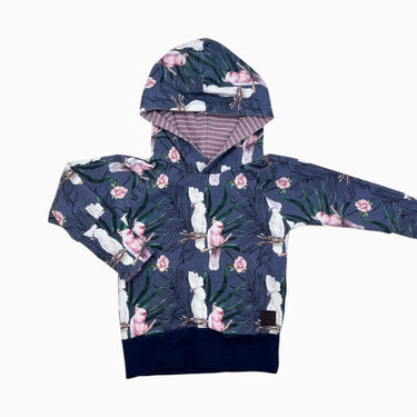 Pull à capuchon marine 'perroquets' 1-3Y