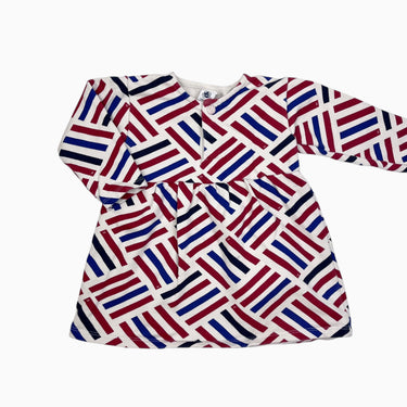 Robe vanille à rayures rouges et bleues 24M