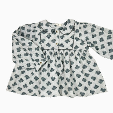 Blouse à col claudine à pois et fleurs 5-6Y