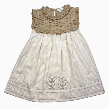 Robe crème et érable en coton avec broderies anglaises 6Y