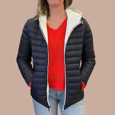 Manteau 'Seoul' marine réversible blanc pour femmes S