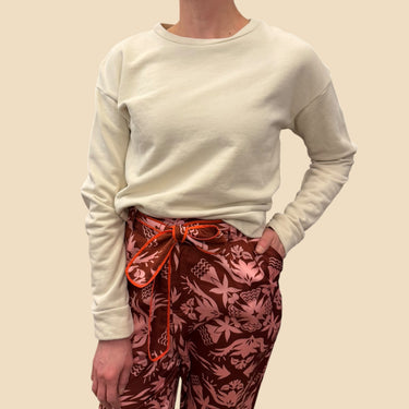 Pull crème en coton et nylon pour femmes M