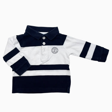 Chandail polo à rayures marines en coton piqué 6M