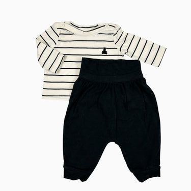 Chandail avec pantalon à rayures noires 0-3M