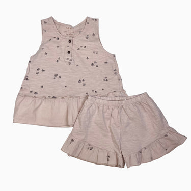 Ensemble camisole et short rose pale en coton bio 4Y