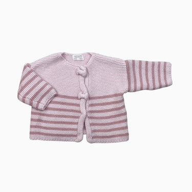Cardigan rose à rayures en tricot de coton et angora 3M