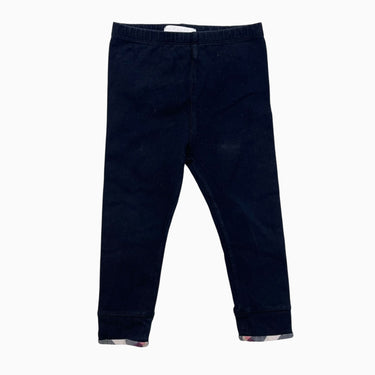 Legging noir en coton avec bordure à carreaux 18M