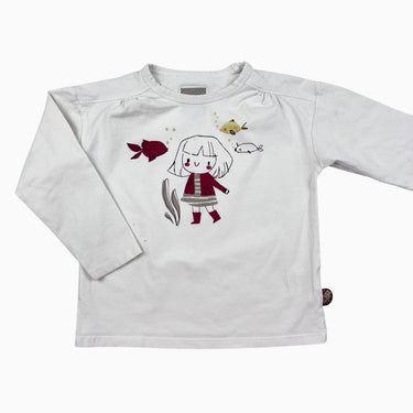 Chandail crème fillette et poissons 2-3Y