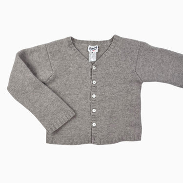 Cardigan vintage greige en tricot de laine mérinos 6Y fit 3-4Y