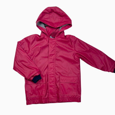 Manteau à capuchon rouge style ciré 6Y