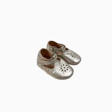 Ballerines dorées en cuir à velcro 18EU