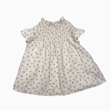 Robe vanille fleurie à smock 2Y