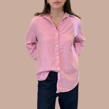 Blouse rose en mousseline de coton bio pour femmes XS