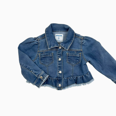 Veste avec volant en coton chambray 12M