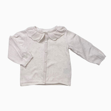 Cardigan à col rose pale à pointelle 4-6M