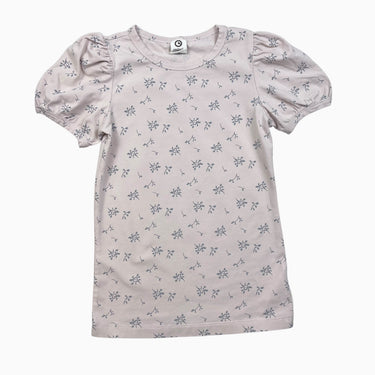 T-shirt rosé fleuri avec manches bouffantes 7Y