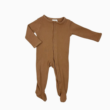 Pyjama caramel en coton et spandex côtelé 6-12M
