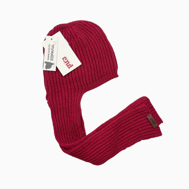 Tuque rouge avec foulard en tricot modal, coton et poly 3-6M