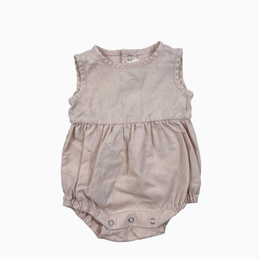 Barboteuse rose clair en lin et coton 0-3M