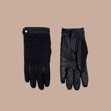 Gants noirs en cuir et doublés en laine pour femmes OS