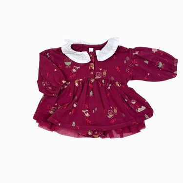 Robe avec cache-couche intégré rouge 'jouets' 0-3M