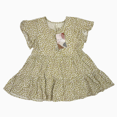 Robe 'fleurs ocre' lin viscose 2-3Y