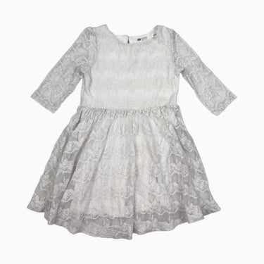 Robe blanche doublée en tulle avec broderie 4-6Y
