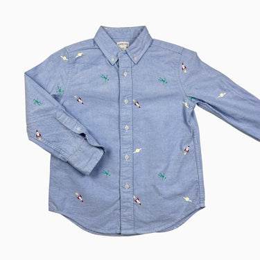 Chemise bleu motif fusée alien 5-6Y