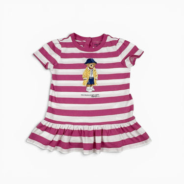 Robe à rayures fushia 'ourson' 18M