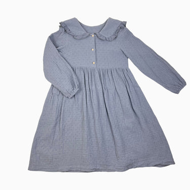 Robe mousseline large col bleu 8-9Y