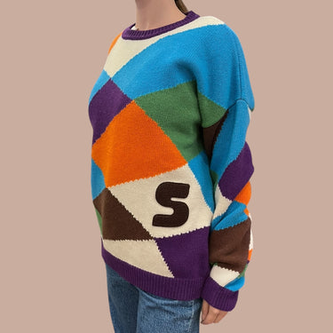 Pull 'Yoko' colorblock en tricot de laine et poly pour femmes XS