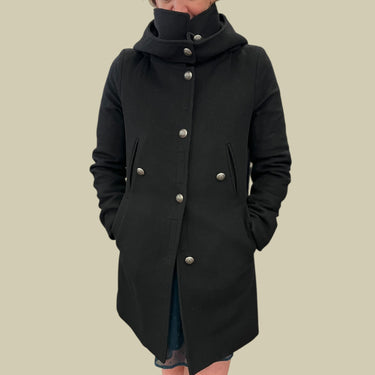 Manteau noir en laine pour femmes S
