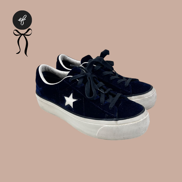 Sneakers marine en velours à semelles compensées pour femmes 7.5US