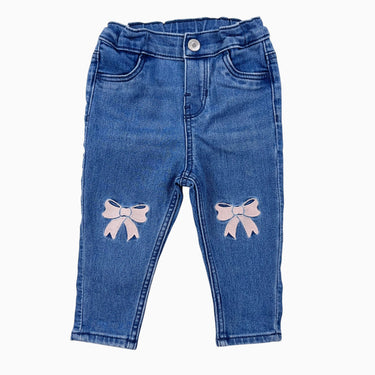 Pantalon 'noeuds roses' en denim 6-9M