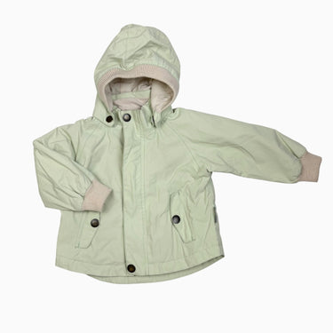 Manteau vert pistache mi-saison avec capuchon amovible 9M