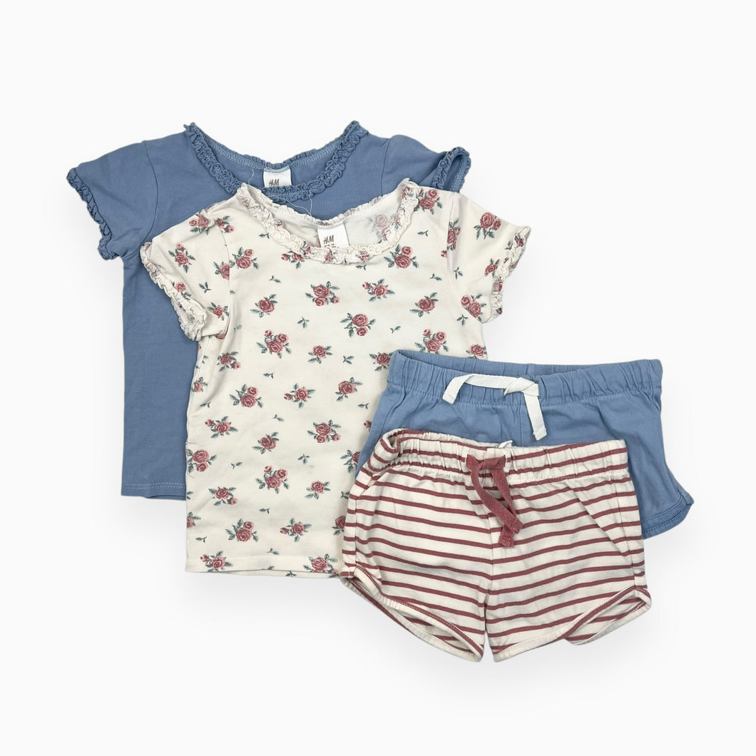 Duo d'ensemble t-shirts et shorts en coton 6-9M